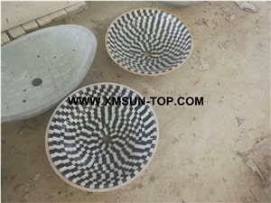 White and Black Mosaic Sink&Basins/White and Black Marble Sink& Basin/Round Sink&Basin/Wash Basins/Bathroom Sinks/Interior Decoration
