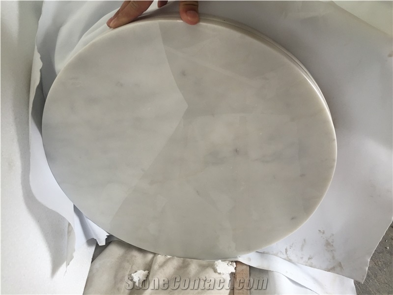 Round Table Marble Top Design, White Marble Stone Recetion Counter Top, Solid Surface Table Tops Bianco Carrara White Marble Tops