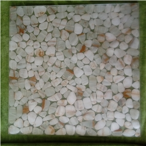 River Stone Sheet Mosaic, Onyx Pebble Stones Mixed with Epoxy