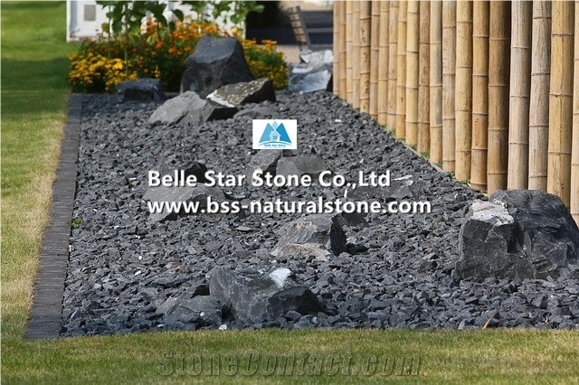 Chinese Black Slate Flower Bed Stone,Slate Gravels,Slate Crack Stone,Black Crushed Stone,Black Slate Stone Chippings,Garden Stone,Landscaping Stone