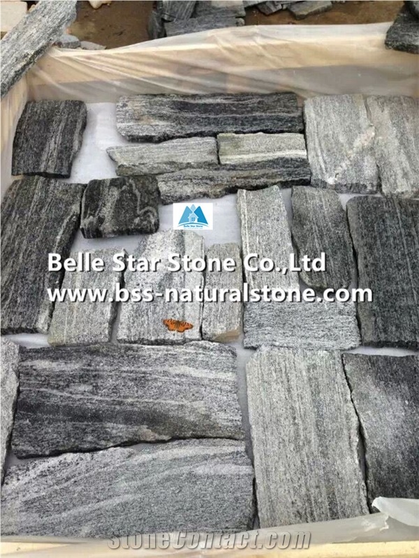 Cloudy Grey Granite Field Stone,Granite Loose Ledge Stone,Gray Cloud Granite Thin Stone Veneer,Granite L Corner Stone,Granite Wall Stone Cladding