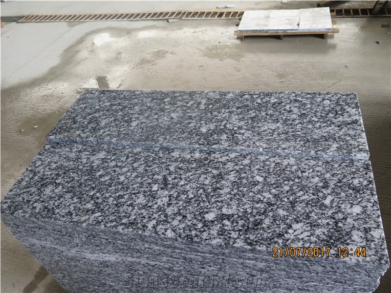 China Cheap Granite White Oyster White Wave Oyster Pearl Granite Spray White Sea Wave G423 Granite Polished Flamed Tile Slab