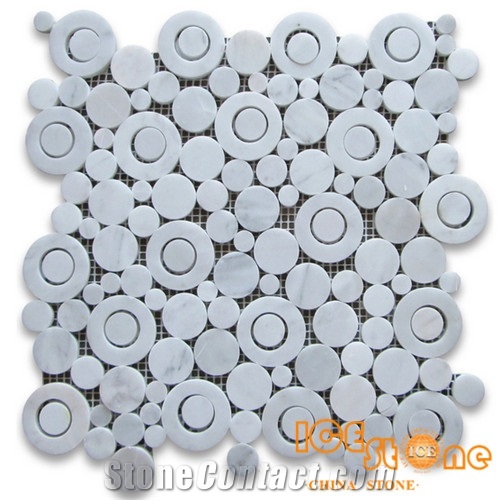 Carrara White Mosaic&Torpedo&Basketweave&Circle Bubble&Ellipse Oval&Elongated Hexagon