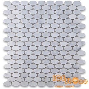 Carrara White Mosaic&Torpedo&Basketweave&Circle Bubble&Ellipse Oval&Elongated Hexagon