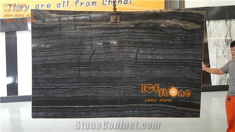 China Polished Silver Wave Marble Tiles & Slabs/Chinese Black Wooden/Zebra Black/Antique Wood/Fossil/Kenya Wall Covering/Floor