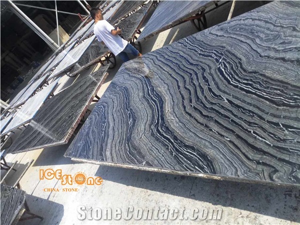 China Silver Wave Marble Tiles & Slabs/Black Wooden/Zebra Black/Antique Serpenggiante/Antique Wood/Fossil Black/Kenya Black