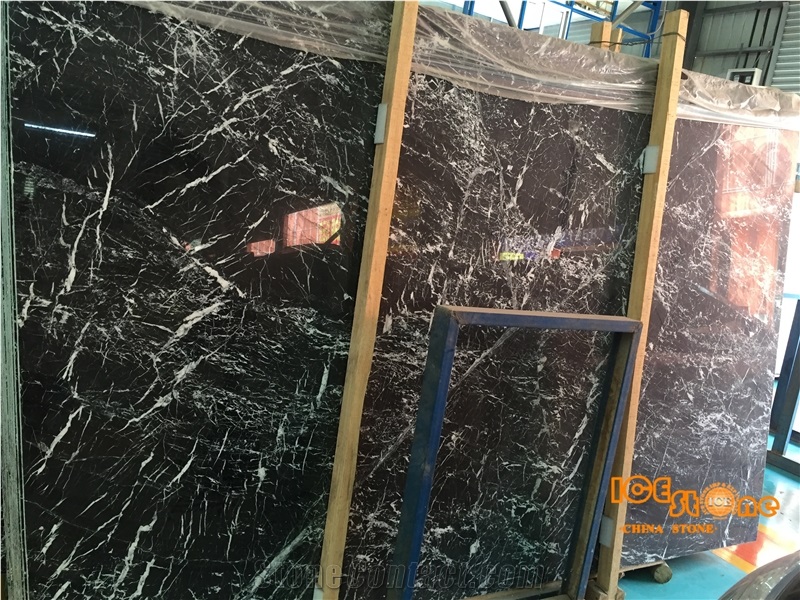 Chinese Withe & Black Marble, Black Snow Marble Slab, Black Ice Flower Marble Tiles for Flooring, Kitchen Countertop, Bathroom Vanity Top