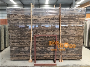 Ice Stone-Golden Coast/Brown and Gold Color Mixed/Straight Vein/3cm Thickness/Polished Slabs/Tiles/Cut to Size/Marble/China Natural Stone Products