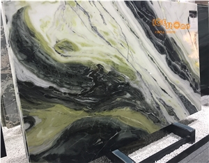 Natural Green Marble Stone from China/Interior Decoration Green Marble Slabs and Tiles/Tv Background Marble Bookmatch Slabs