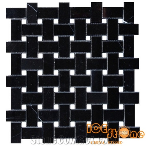 Nero Marquina Basketweave&Mosaics/Chevron/Fish Bone/Mini Versaille/Polished/Black Mosaics