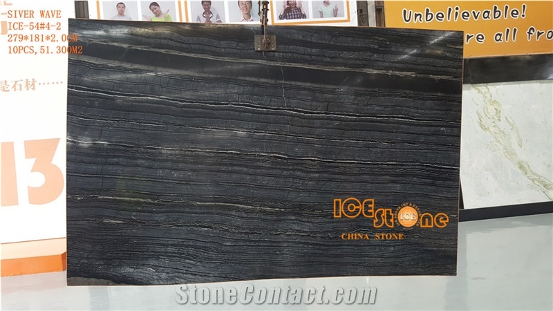 New Polished Silver Wave/Chinese Black Marble Slabs and Tiles/Antique Serpenggiante/China Marble Floor Covering Tiles/Marble Wall Covering Tiles