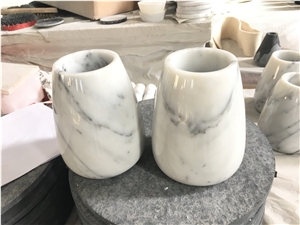 Vase Making by Bianco Carrara Material White Carrara Vase Italian White Marble Vase Beautiful Marble Vase