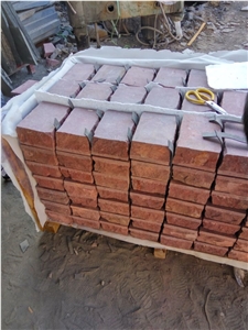 China Red Porphyry G 666 Red Cube Stone Paving Sets Polished Cleft