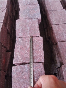 China Red Porphyry G 666 Shouning Red Cube Stone Paving Sets Cobble Stone