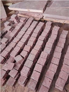 China Red Porphyry G 666 Shouning Red Cube Stone Paving Sets Cobble Stone