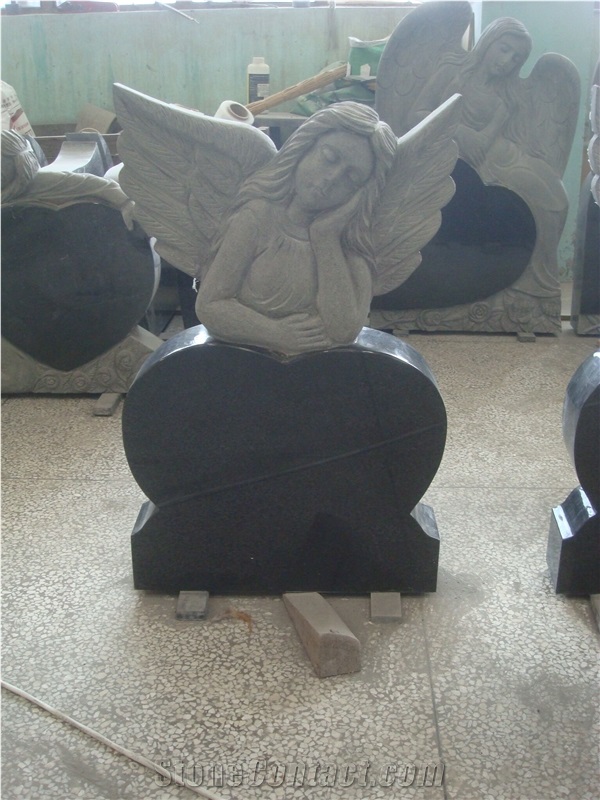 Indian Black Tombstone Monument Angel Headstone