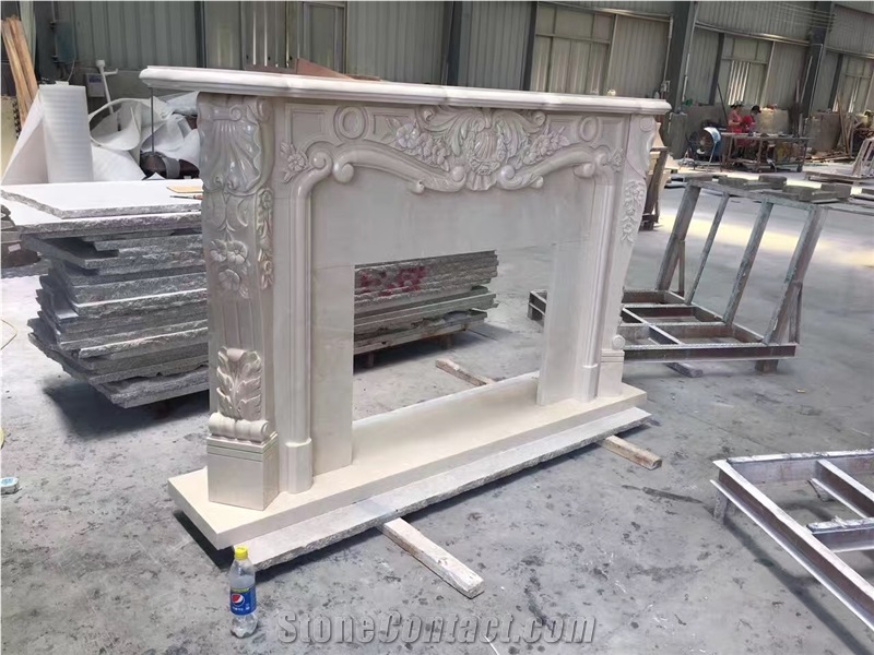 Turkey Beige Aran White Marble Fireplace