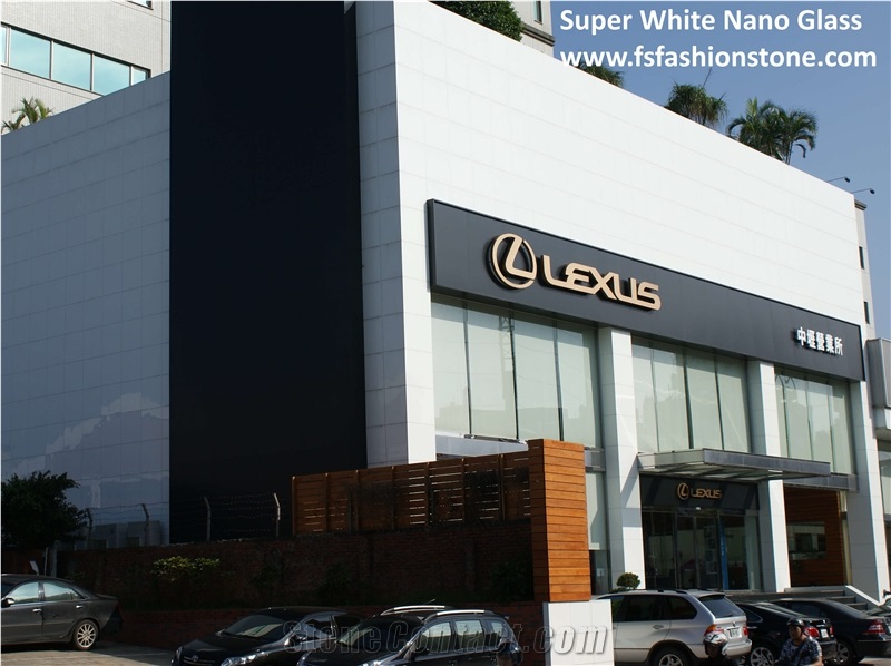 Super White Nano Glass Slab, External Walling Tiles,High Glossy White /Man-Made Crystallized Marble Tile Wall Cladding