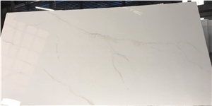 White Crystallized Glass Polished Slab / Marmoglass / Veins Surface