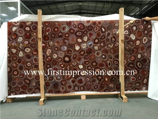 Red Agate Wall Tiles Backlit / Red Semi Precious Stone Wall Pannels/ Red Agate Gemstone Slab and Tiles /Red Agate Slab