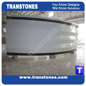 3d Solid Surface Artificial Marble Pure White Reception Desk,Custom Hotel Lobby Furniture Work Top