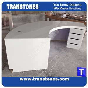 Artificial Marble Solid Surface Guangxi White Faux Marble Office Reception Desk,Interior Custom Countertops Work Top Commerial