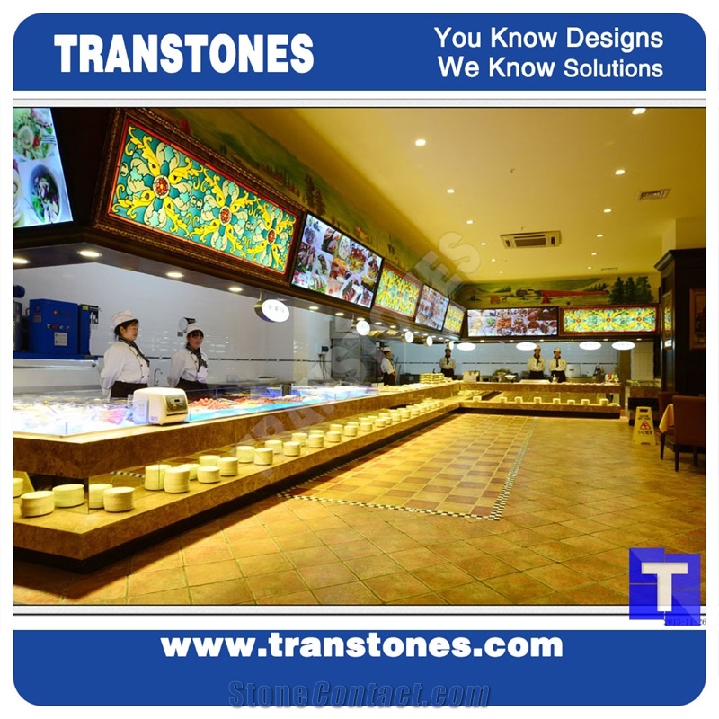 Backlit Pure White Solid Surface Acrylic Artificial Marble Restaurant Commercial Bench Countertops,Quartz Stone Bar Top