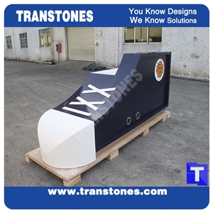 Big Shoes Shaped Solid Surface Dark Blue Acrylic Marble Store Reception Table Tops,Work Tops,Modern Style Design