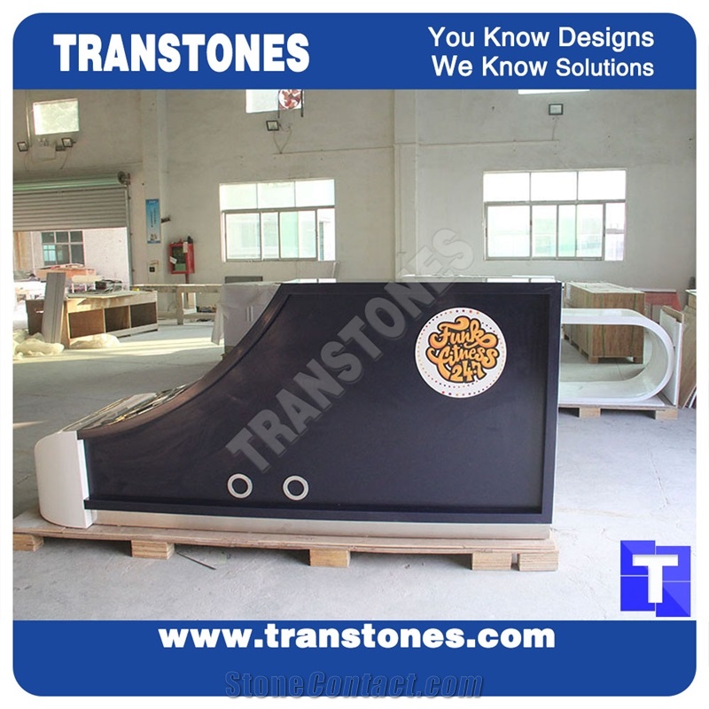 Big Shoes Solid Surface Dark Blue Acrylic Marble Reception Table Tops,Work Tops,Modern Style Design