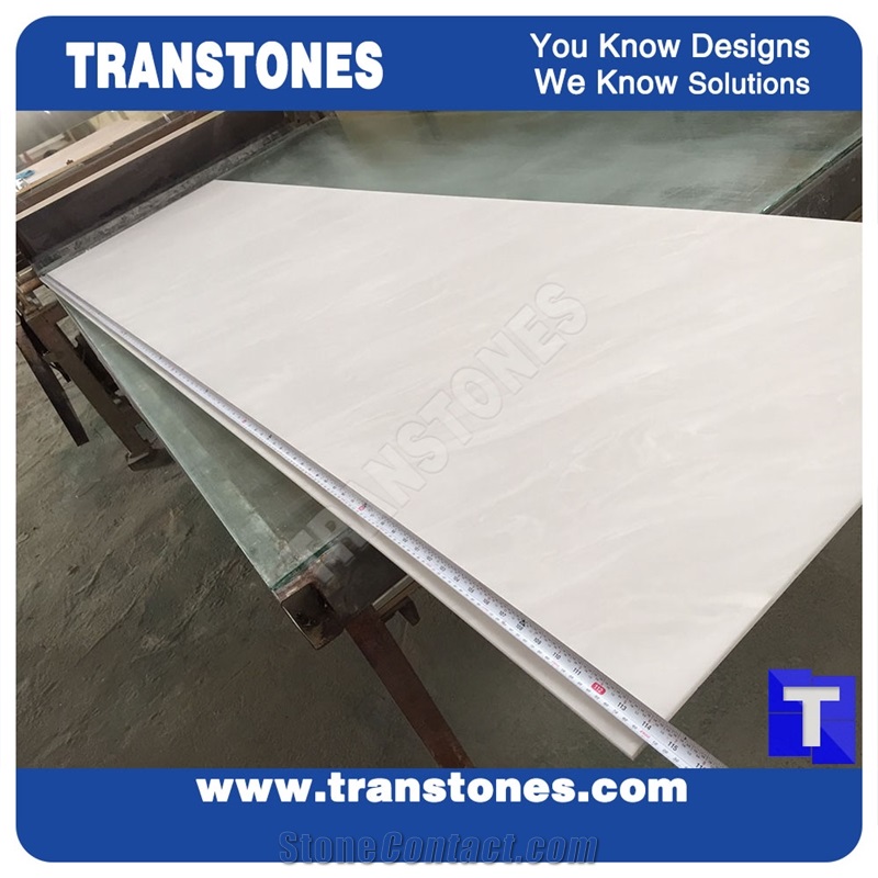 Crystal White Onyx Translucent Backlit Reception Tops Translucent Backlit Stone Consulting Counter Top