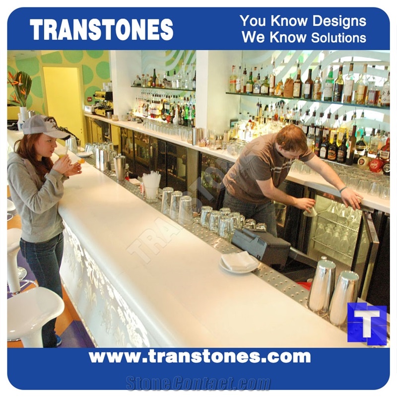 Crystal White Quartz Stone Bar Top,Commercial Countertops Bench Top,Solid Surface Marble Material for Modern Design