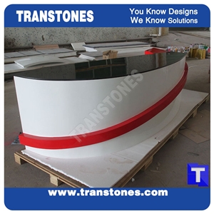 Customized Manmade Stone Solid Surface Artificial Acrylic Marble Reception Desk,Office Interior Furniture