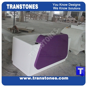 Customized Manmade Stone Solid Surface Artificial Acrylic Marble Reception Desk,Office Interior Furniture