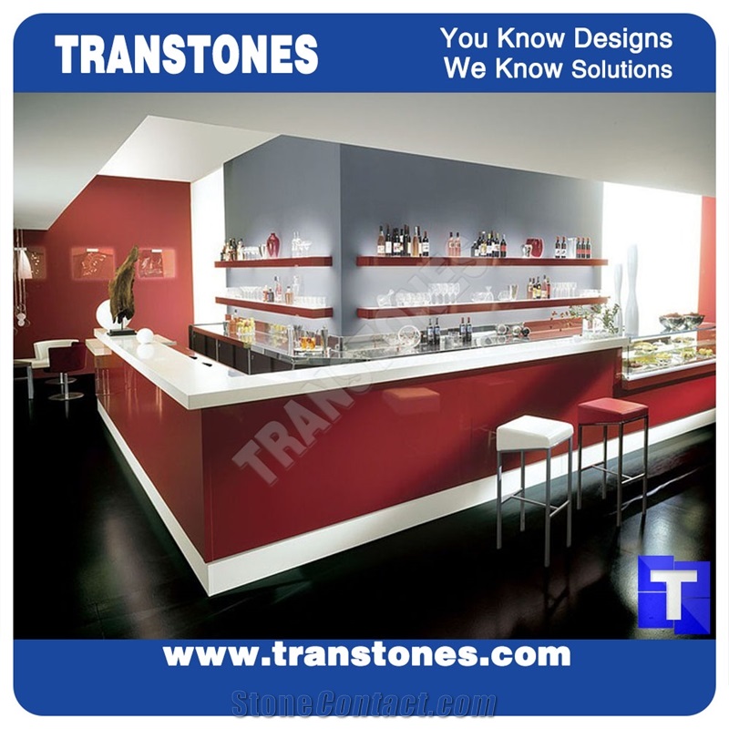 Eastern Red Solid Surface Panel For Club Bar Top Commercial