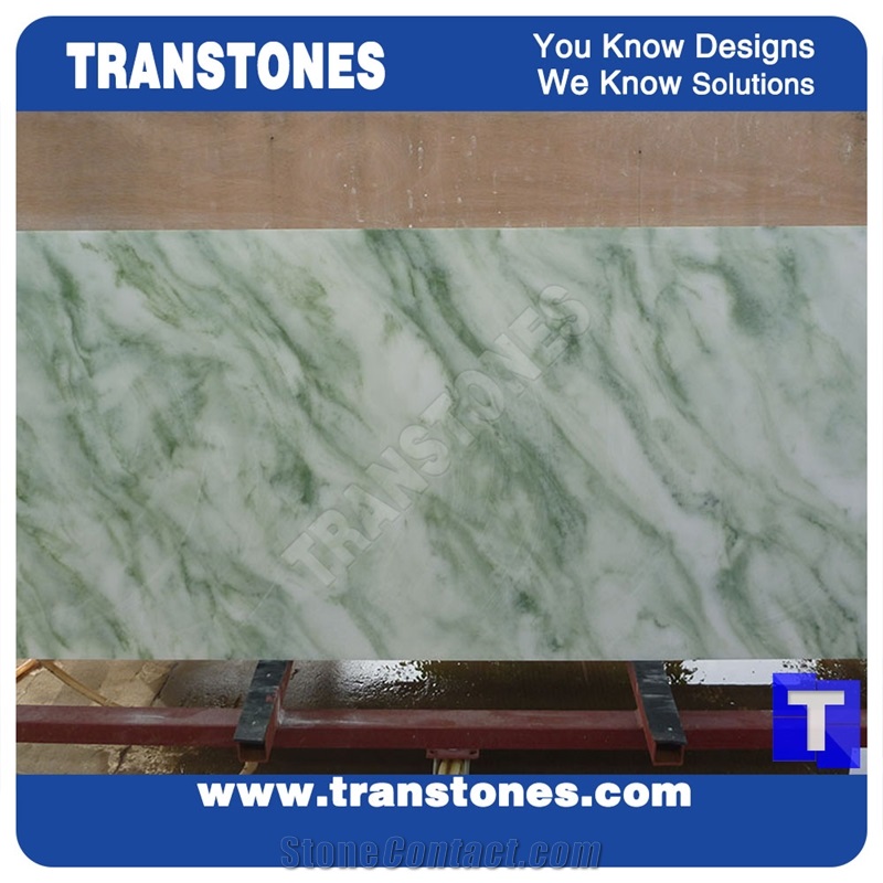 Engineered Light Green Artificial Onyx Solid Surface Alabaster Slabs,Tile to Size Panel for Wall Cladding,Floor Covering,Glass Manmade Stones