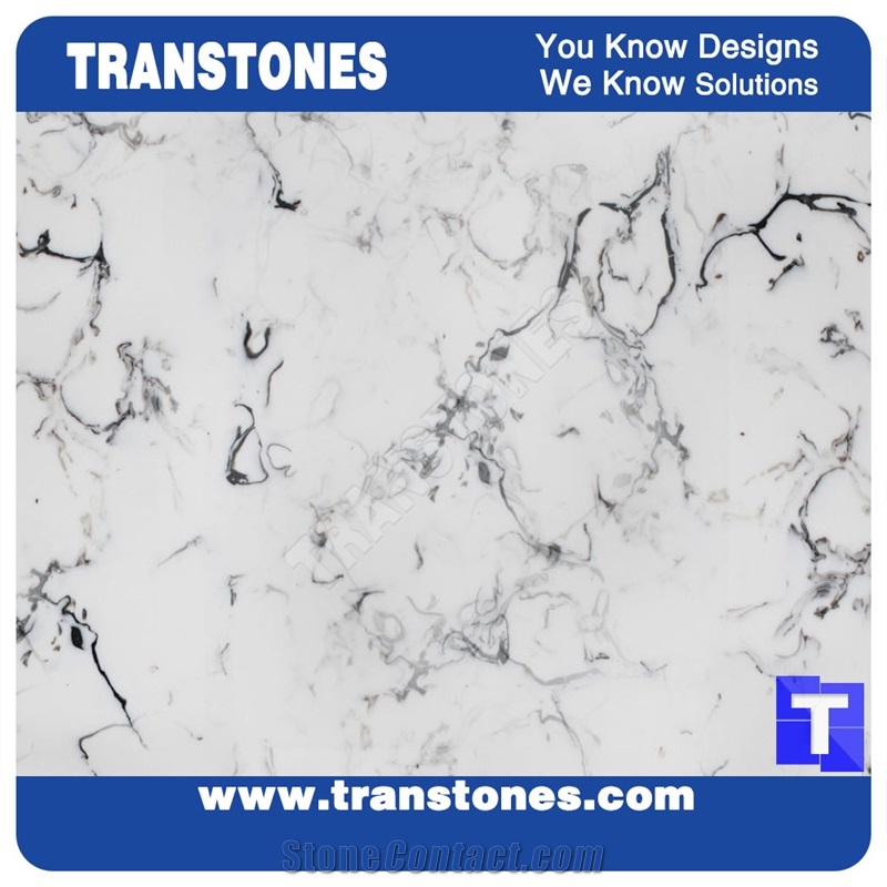 Engineered Solid Surface Breccia Capraia White Artificial Marble Slabs,Tiles Cut to Size Panel for Hotel Reception Countertops,Interior Glass Stones