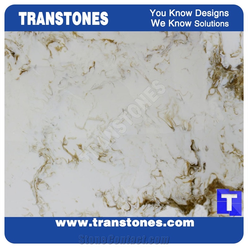 Engineered Solid Surface Breccia Capraia White Artificial Marble Slabs,Tiles Cut to Size Panel for Hotel Reception Countertops,Interior Glass Stones