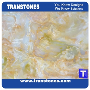Engineered Solid Surface Durango Orange Artificial Onyx Tile,Translucent Yellow Alabaster Slab for Islands Top,Interior Glass Stones Backlit