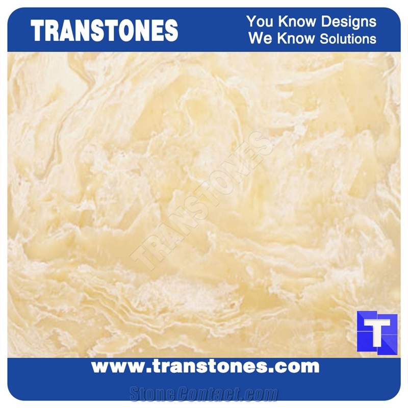 Faux Alabaster Sheet Brown Onyx Stone for Bar Counter Reception Desk Kitchen Tops