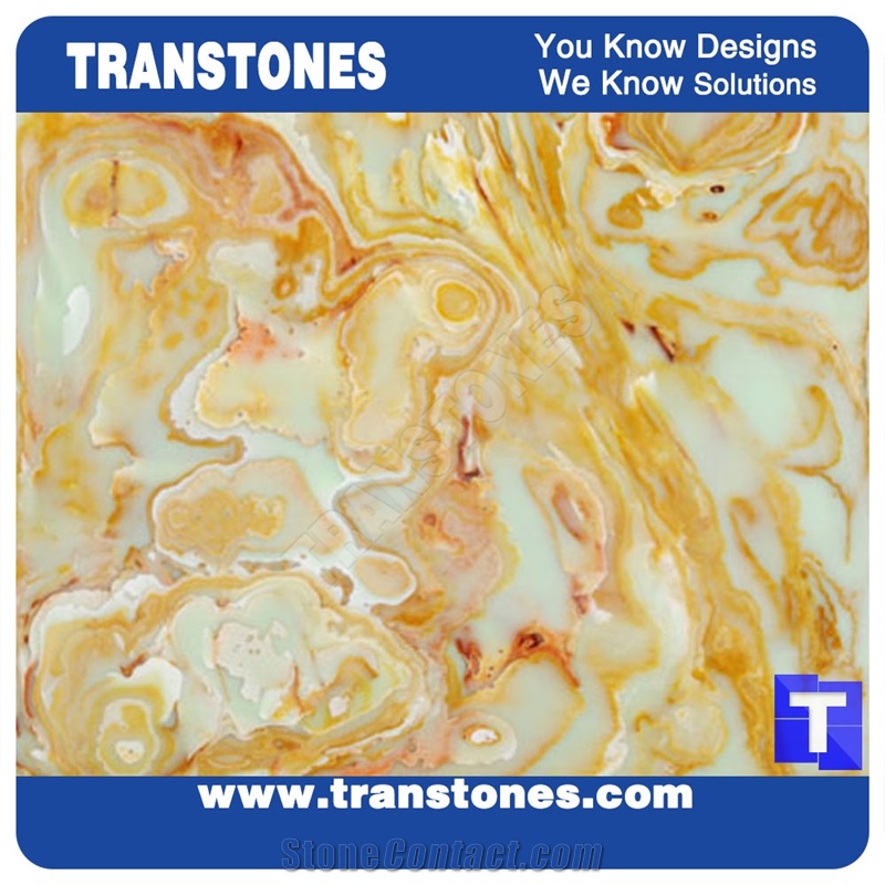 Faux Alabaster Sheet Brown Onyx Stone for Bar Counter Reception Desk Kitchen Tops