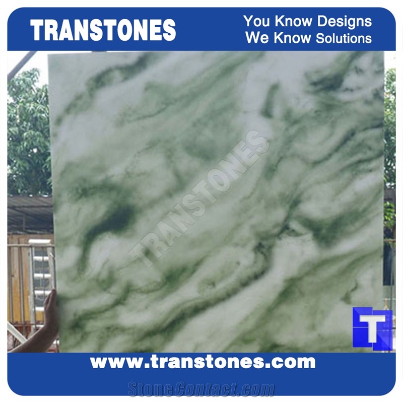 Green Alabaster Sheet Artificial Green Wall Panel Transtones Faux Marble