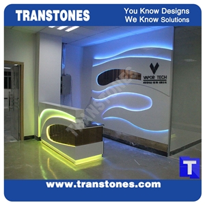 Lighting Backlit Mini Design Solid Surface Acrylic Marble Front Desk,Reception Table Work Top Office Professional Furniture