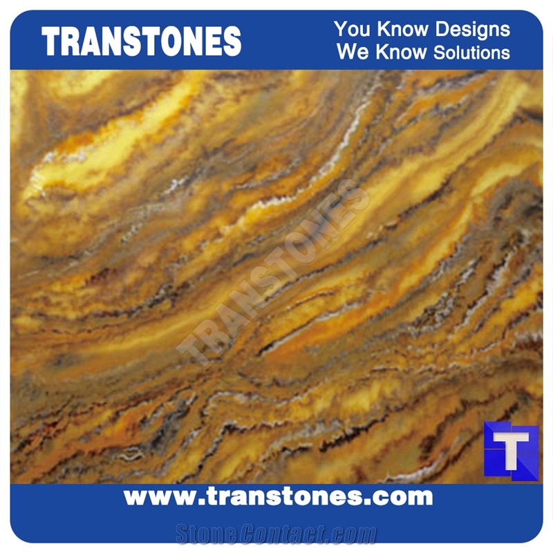 Multicolor Wooden Vein Artificial Onyx Sheet Backlit Translucent Stones for Night Club Bar Top