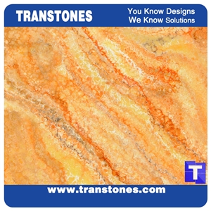Orange Streak Veins Faux Marble Alabaster Sheet for Commercial Bar Counter and Table Tops