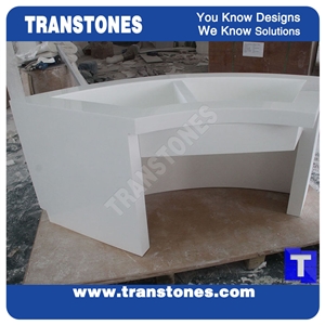 Pure White Quartz Modern Design Solid Surface Acrylic Marble Reception Desk,Hotel Lobby Furniture