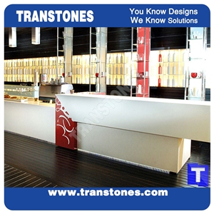 Pure White Solid Surface Acrylic Artificial Marble Hotel Commercial Bench Countertops,Quartz Stone Bar Top