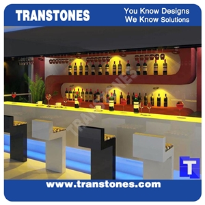 Pure White Solid Surface Acrylic Artificial Marble Restaurant Commercial Bench Countertops,Quartz Stone Custom Bar Top