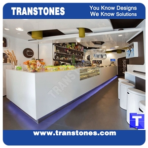 Pure White Solid Surface Acrylic Artificial Marble Restaurant Commercial Countertops,Bar Top