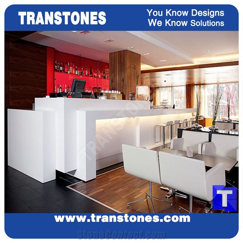 Pure White Solid Surface Acrylic Marble Restaurant Commercial