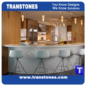 Round White Stone Quartz Stone Bar Top Modern Design Solid Surface Acrylic Marble Kitchen Countertops,Interior Furniture